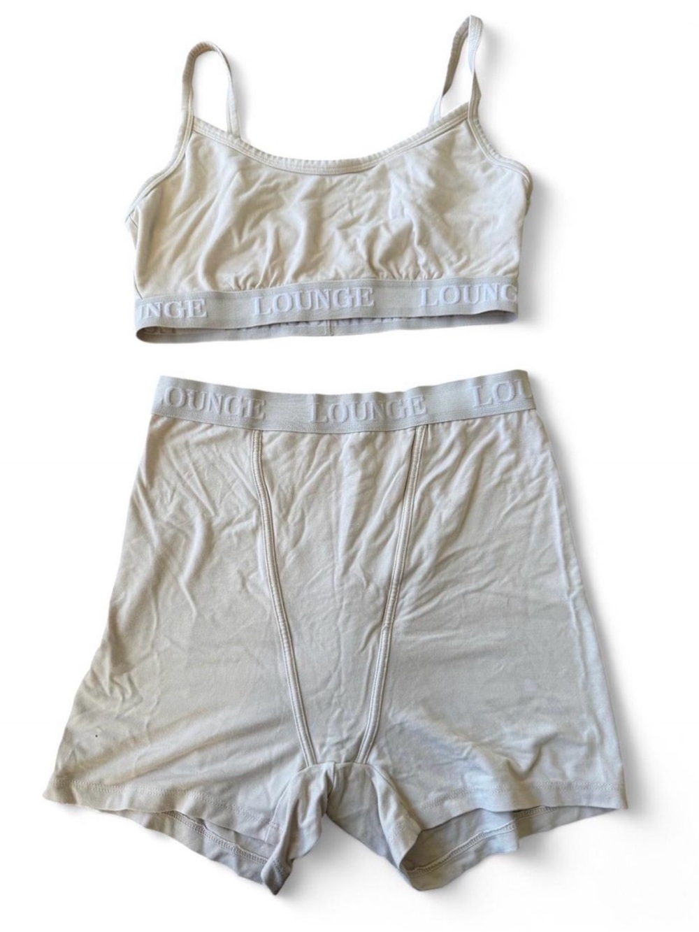 Lounge the label bamboo Bralette and High-Waist Boxer Short Set — Cream
